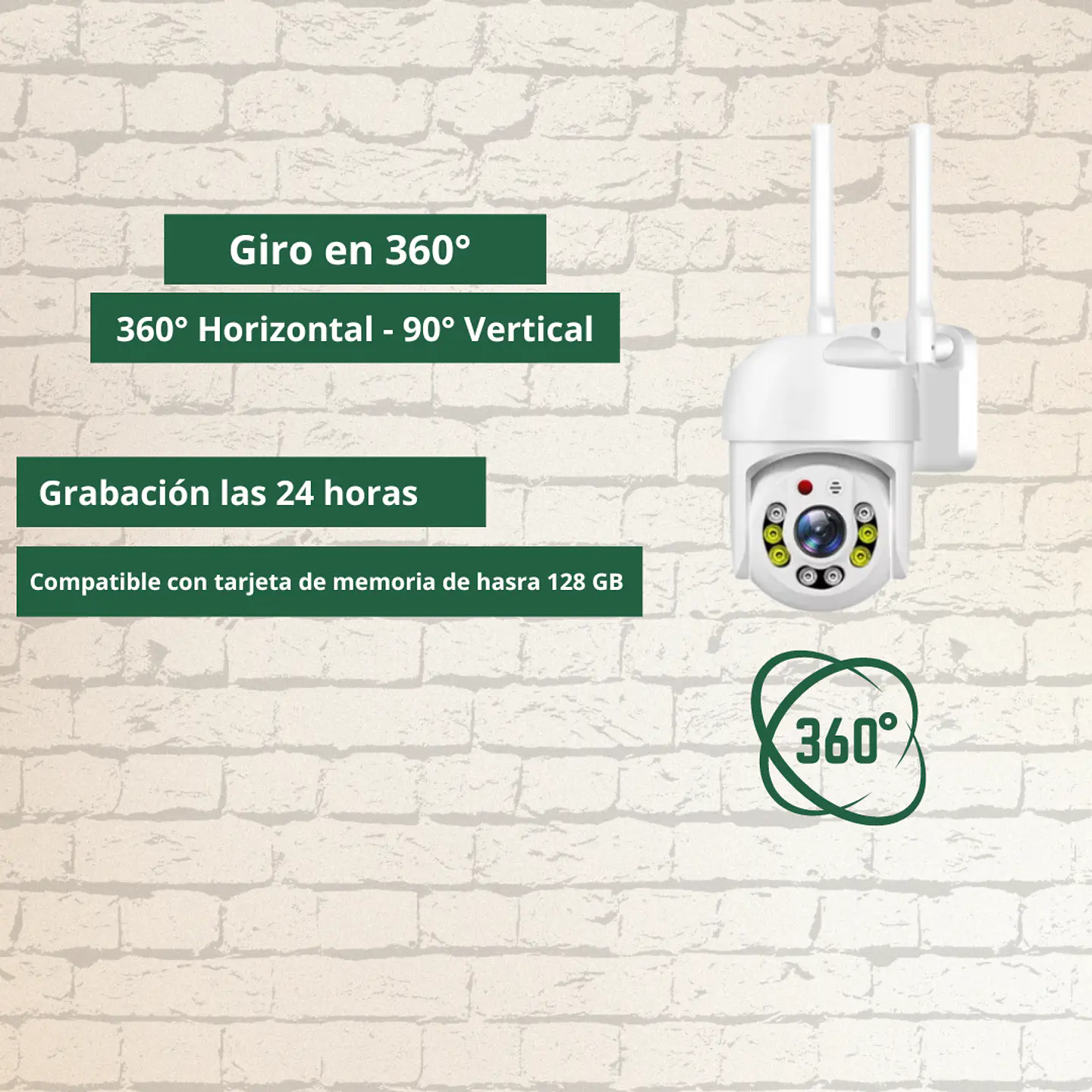 Camara Ptz Seguridad Smart Hd Wi-fi 360 Exterior Interior 2