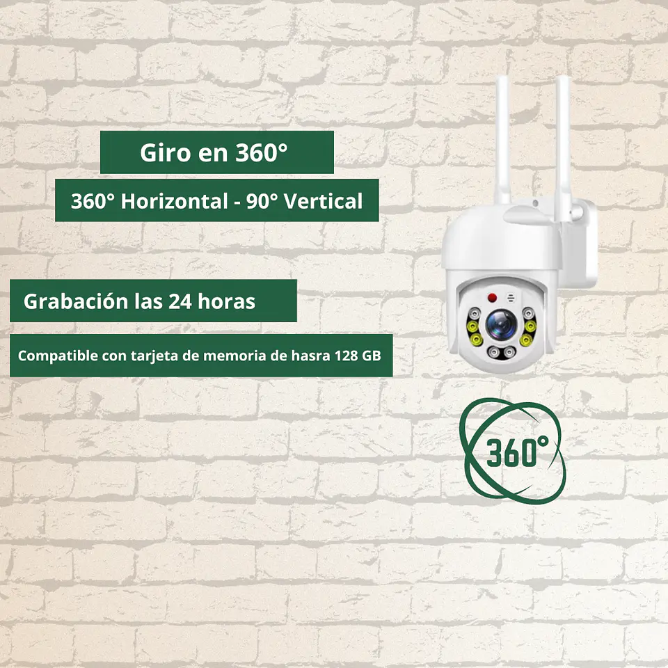 Camara Ptz Seguridad Smart Hd Wi-fi 360 Exterior Interior 2