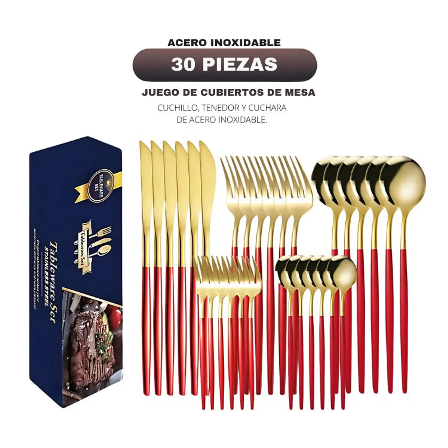 Set De 30 Cubiertos De Mesa Acero Inoxidable 2