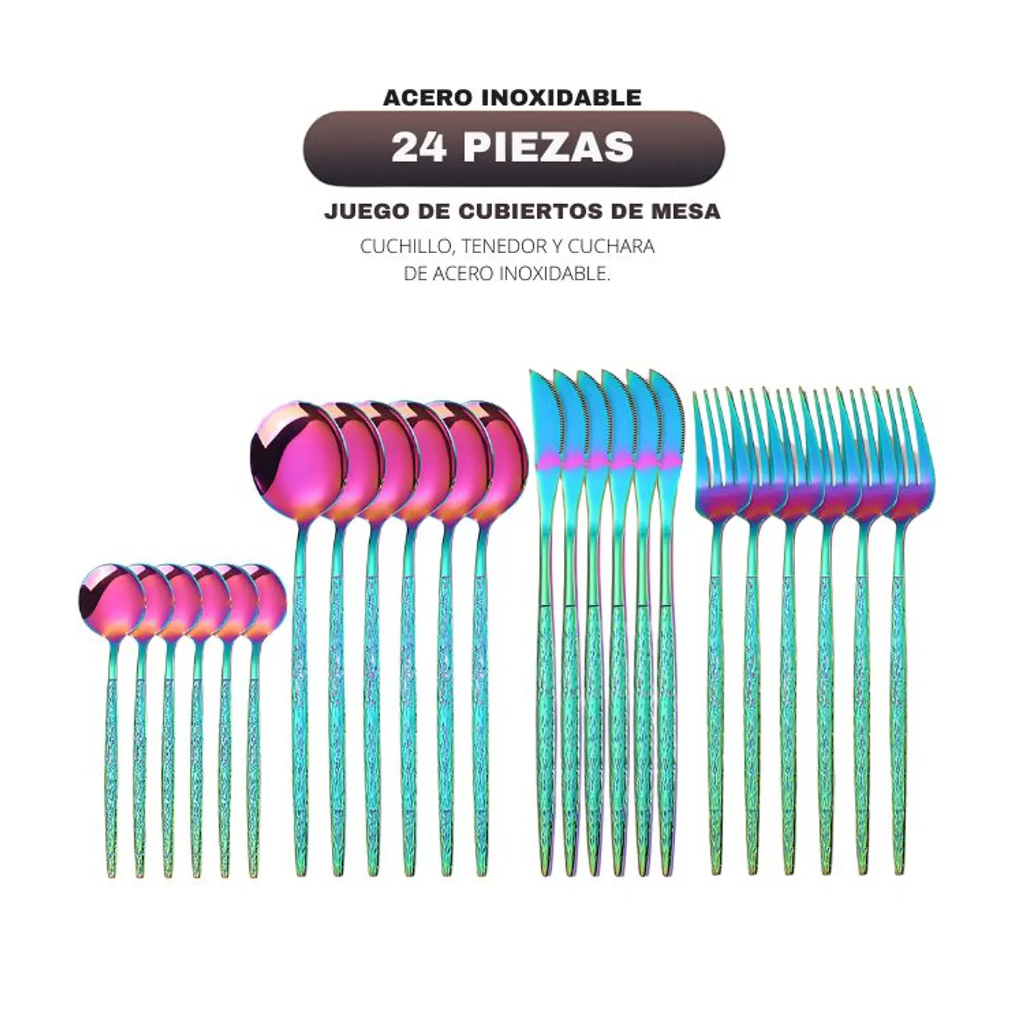 Set Cubiertos De Mesa Tornasol Acero Inoxidable 24 Piezas 4
