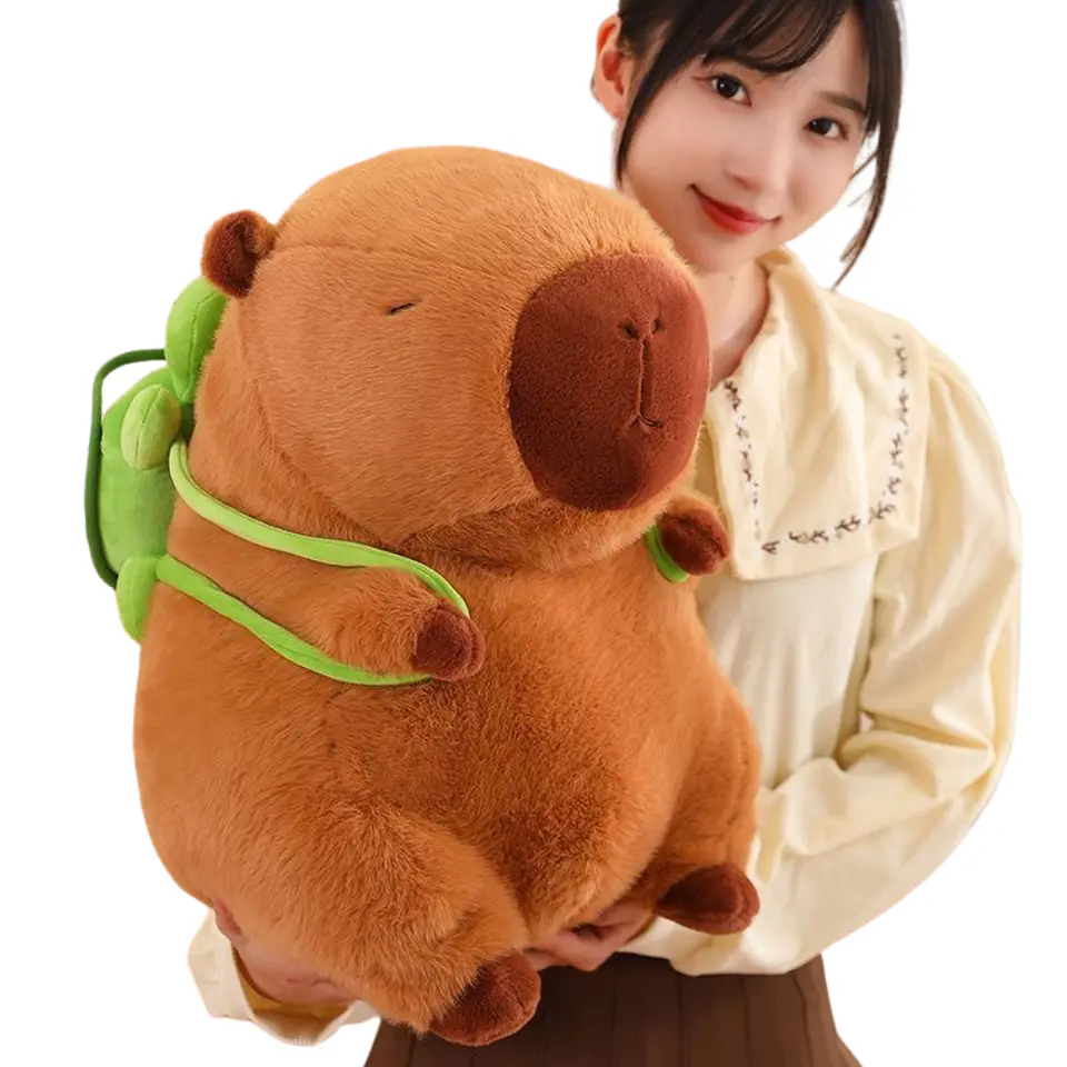 Peluche De Capibara Kawaii Carpincho Mochila Tortuga 50Cm 2