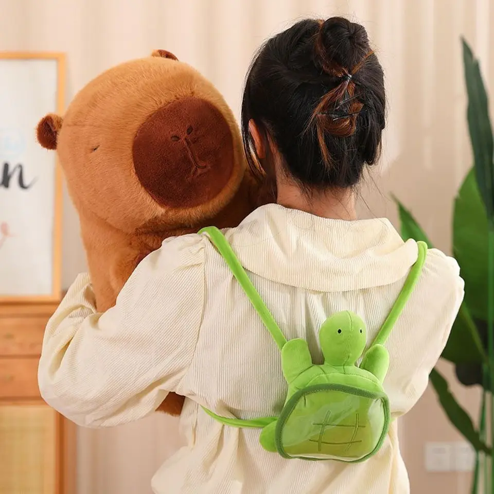 Peluche De Capibara Kawaii Carpincho Mochila Tortuga 50Cm 3