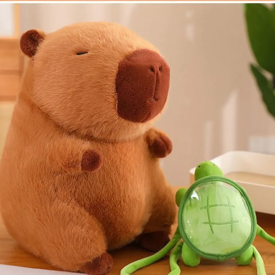 Peluche De Capibara Kawaii Carpincho Mochila Tortuga 50Cm 4