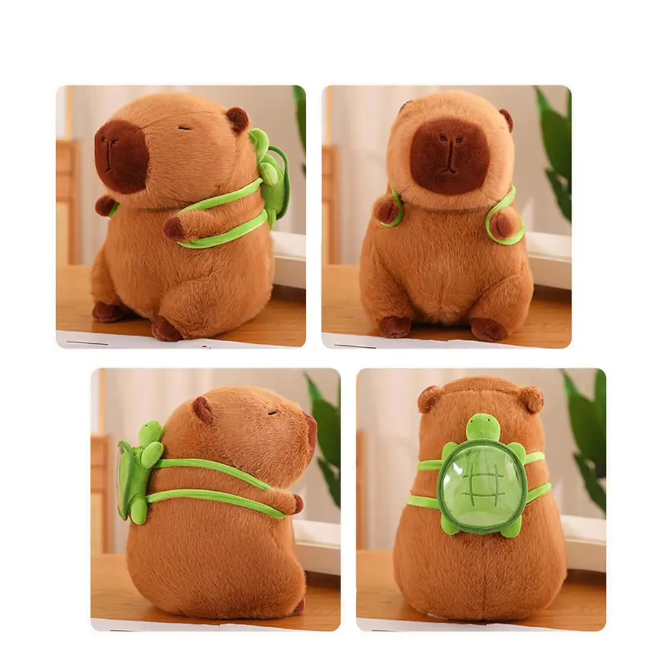 Peluche De Capibara Kawaii Carpincho Mochila Tortuga 50Cm 5