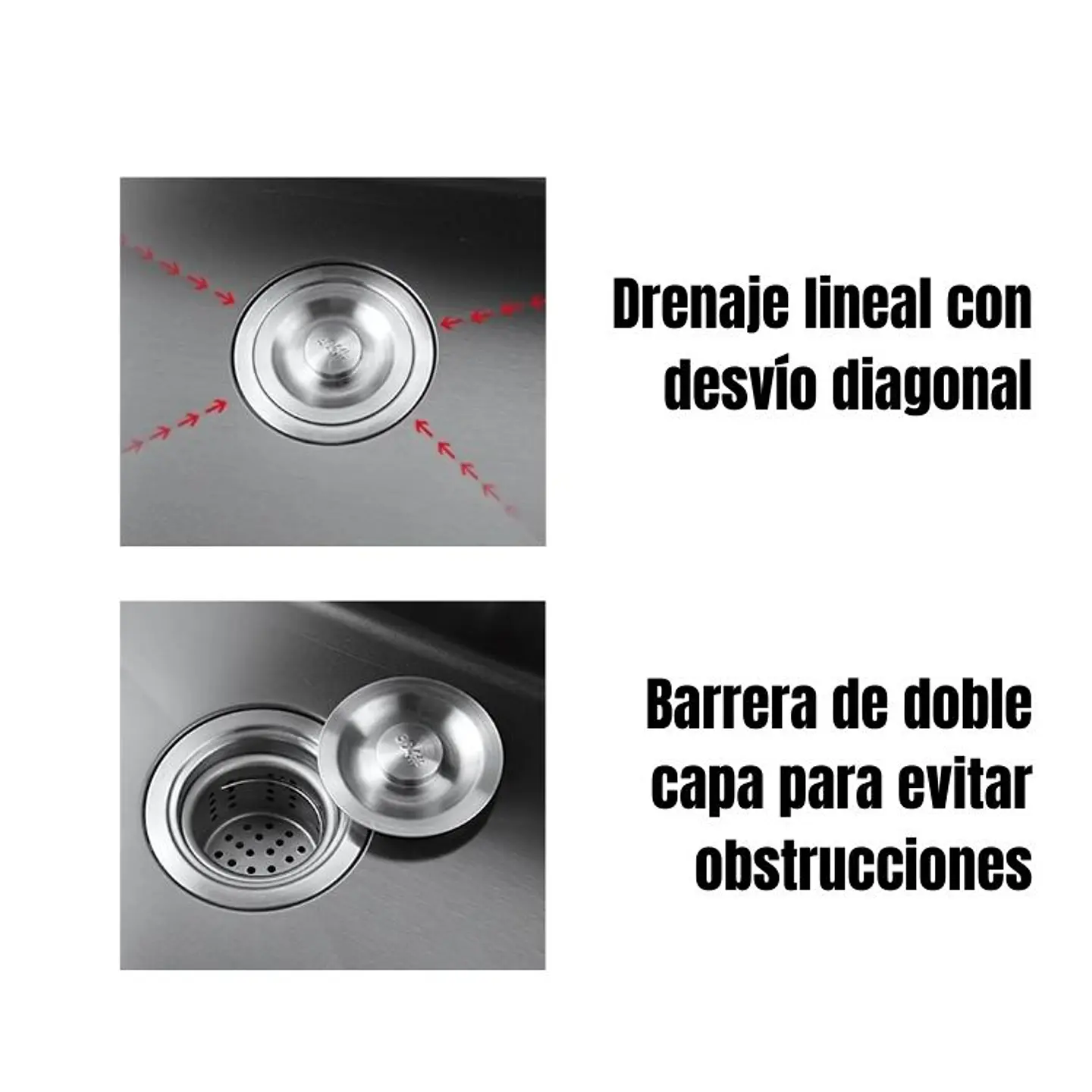 Lavaplatos Mate Acero Inoxidable 44x28 Encastre 6