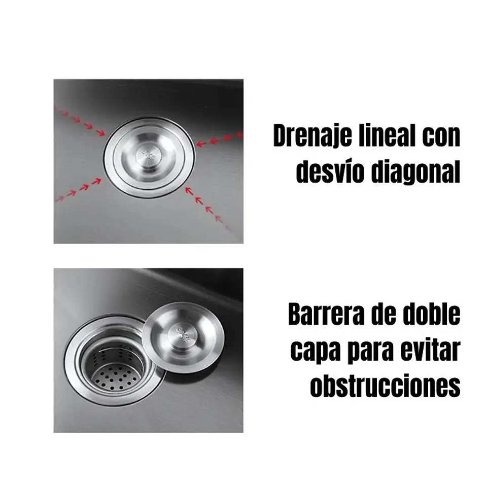 Lavaplatos Mate Acero Inoxidable 44x28 Encastre 6