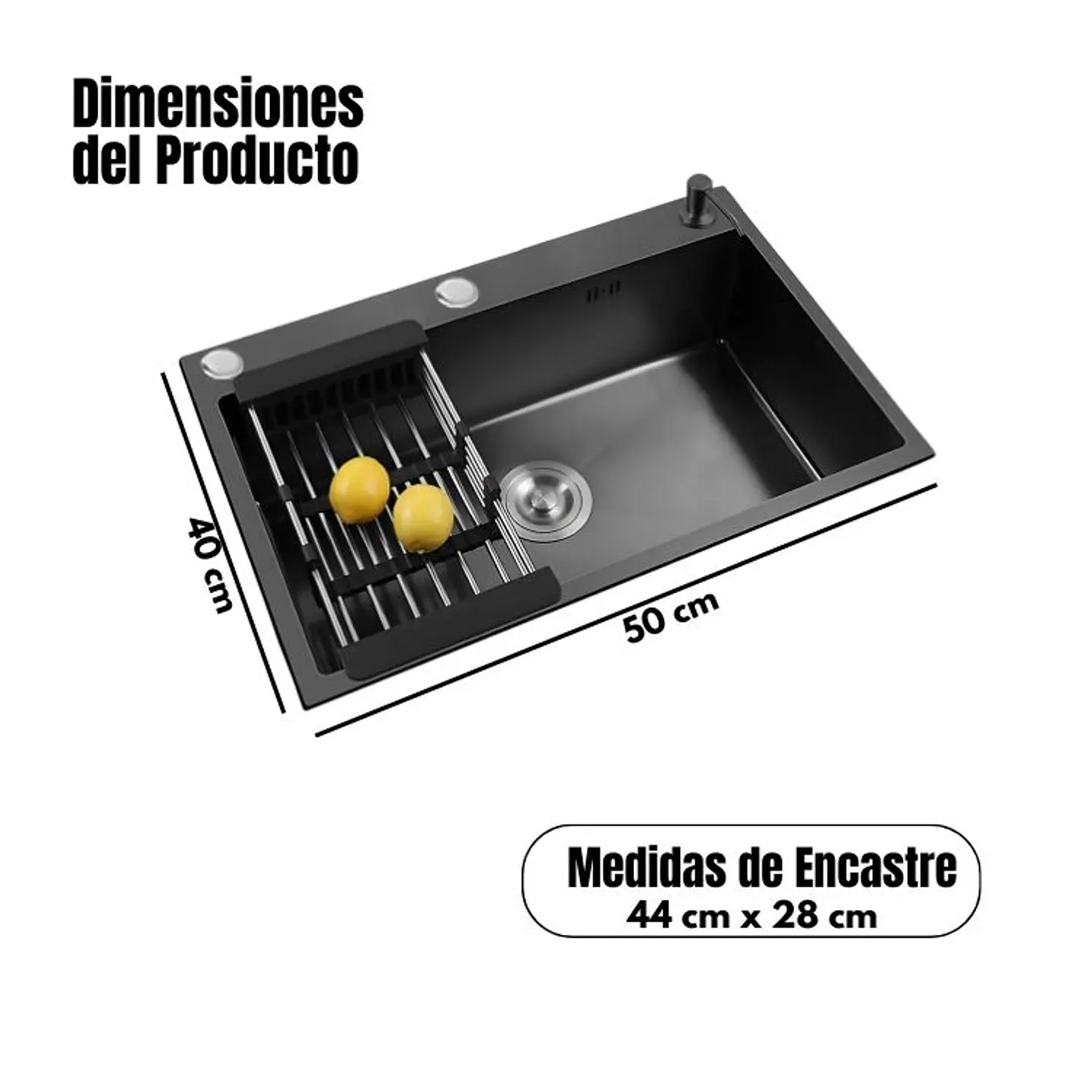Lavaplatos Mate Acero Inoxidable 44x28 Encastre 2