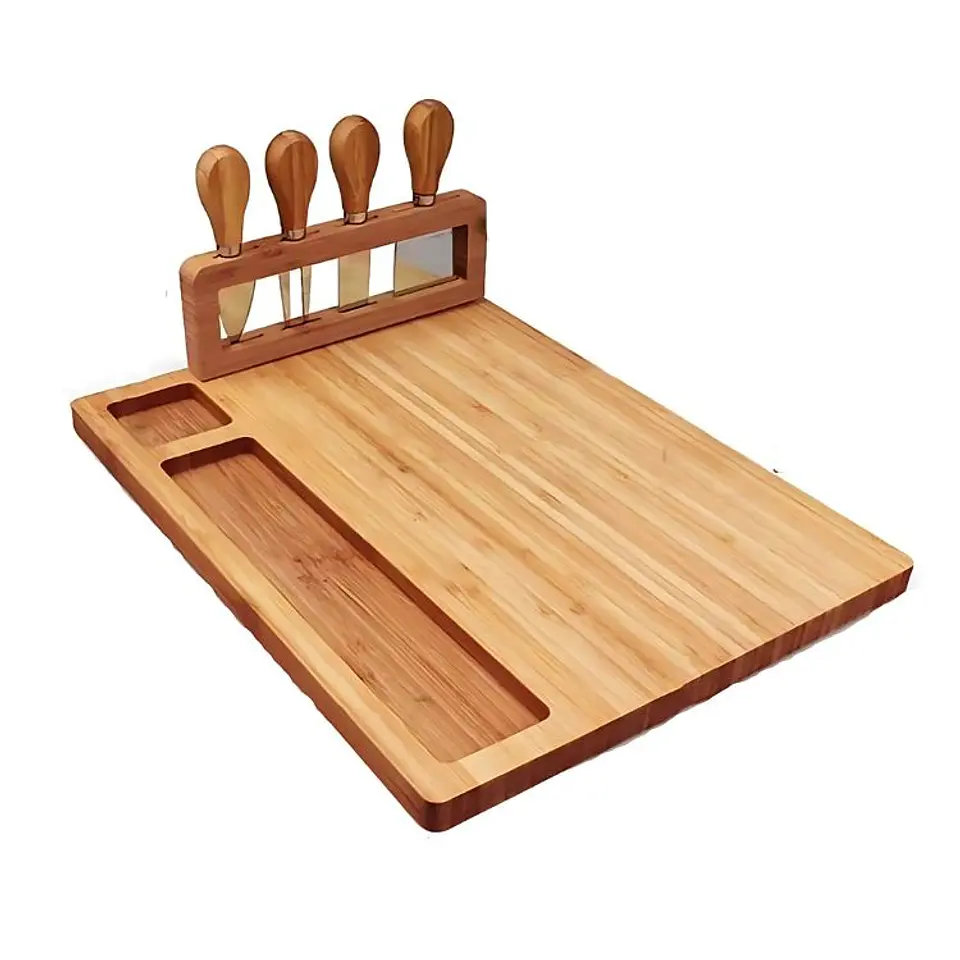 Tabla de Madera Para Picoteo Con 4 Cuchillos 2