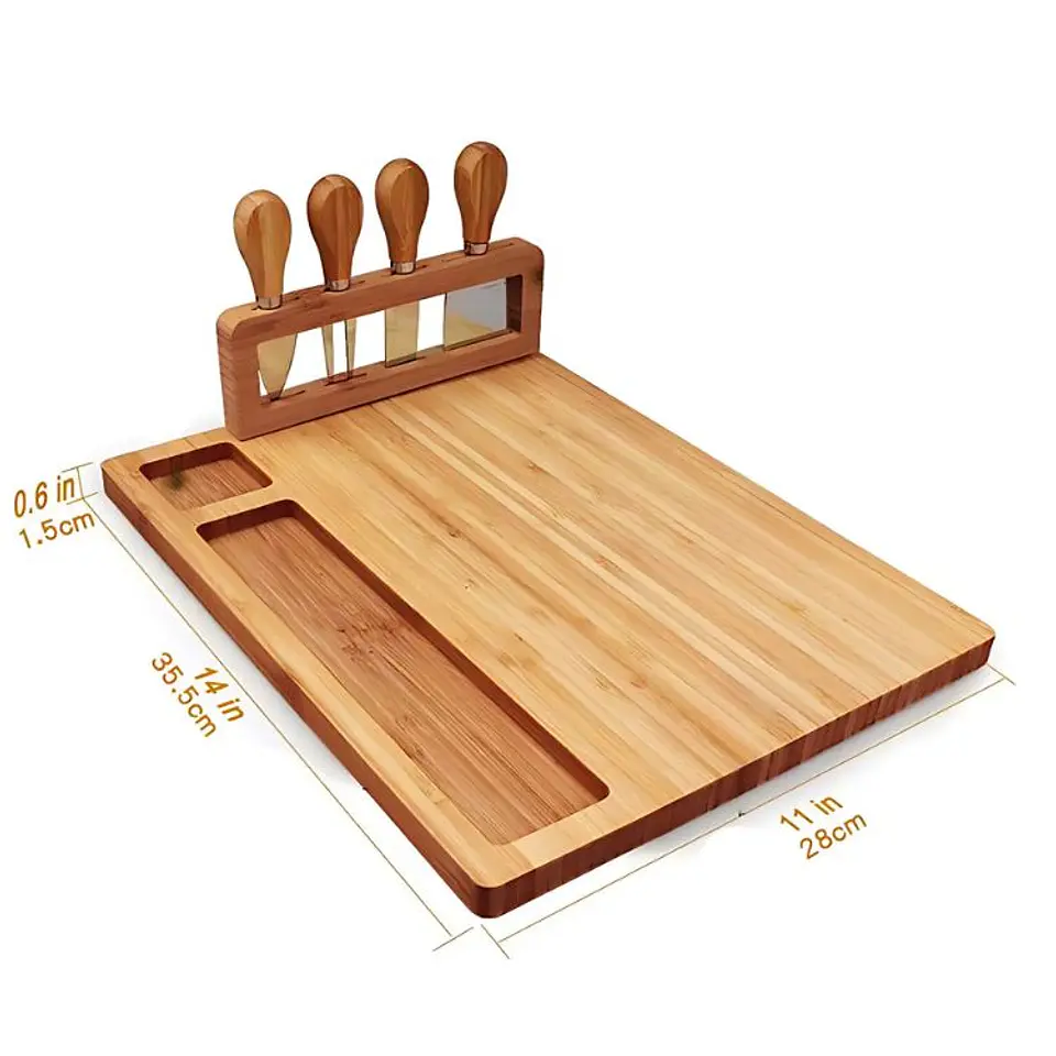 Tabla de Madera Para Picoteo Con 4 Cuchillos 3