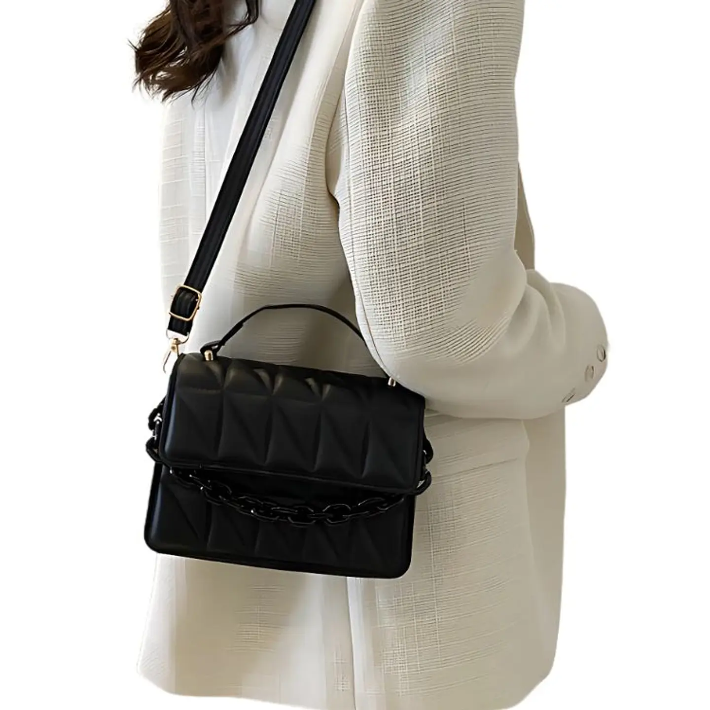 Cartera De Dama 20x7.5x15cm Con Diseño Cadena Elegante 1