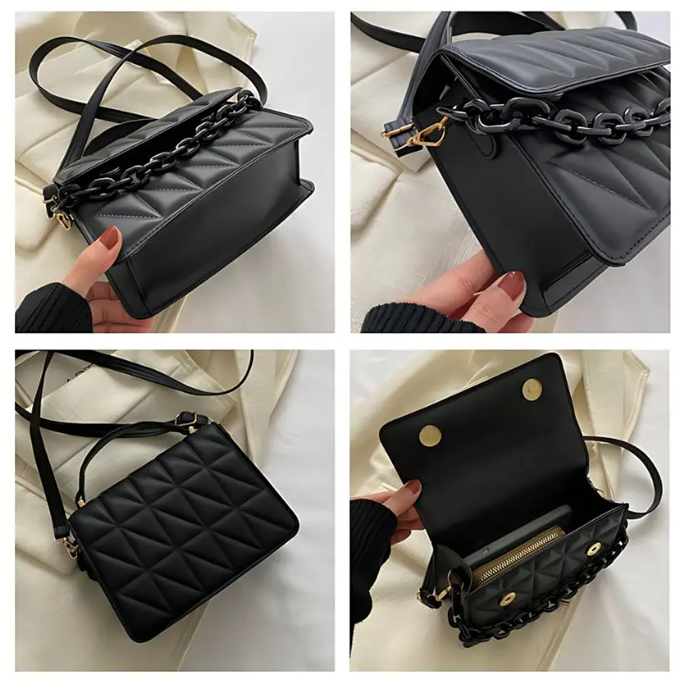 Cartera De Dama 20x7.5x15cm Con Diseño Cadena Elegante 3