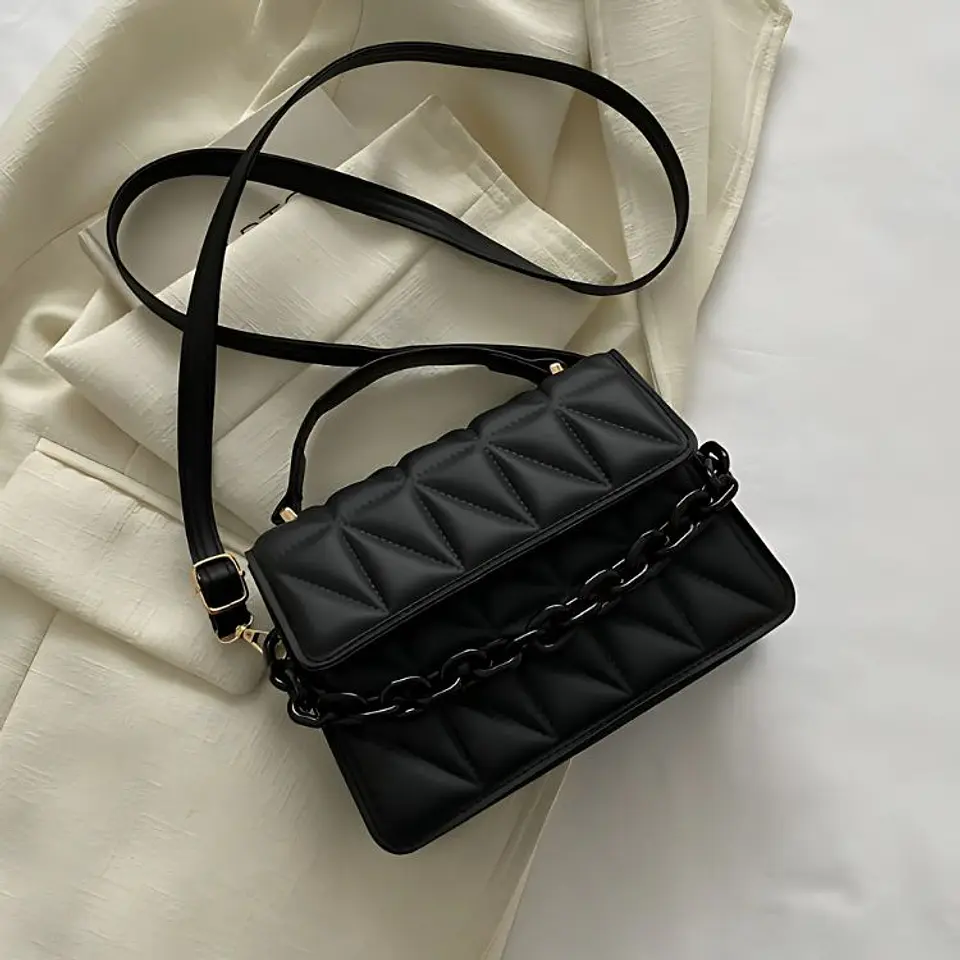 Cartera De Dama 20x7.5x15cm Con Diseño Cadena Elegante 4