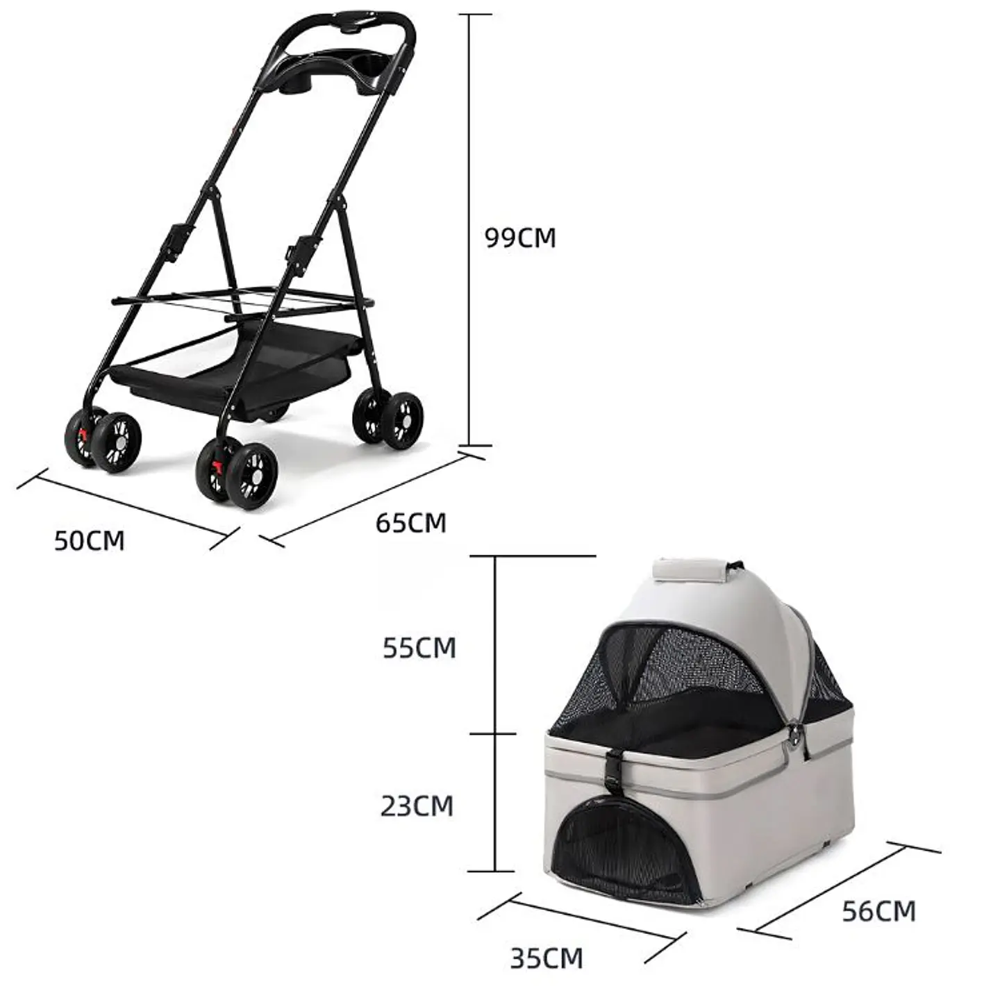 Coche Para Mascotas Raza Pequeña Plegable 20kg 5