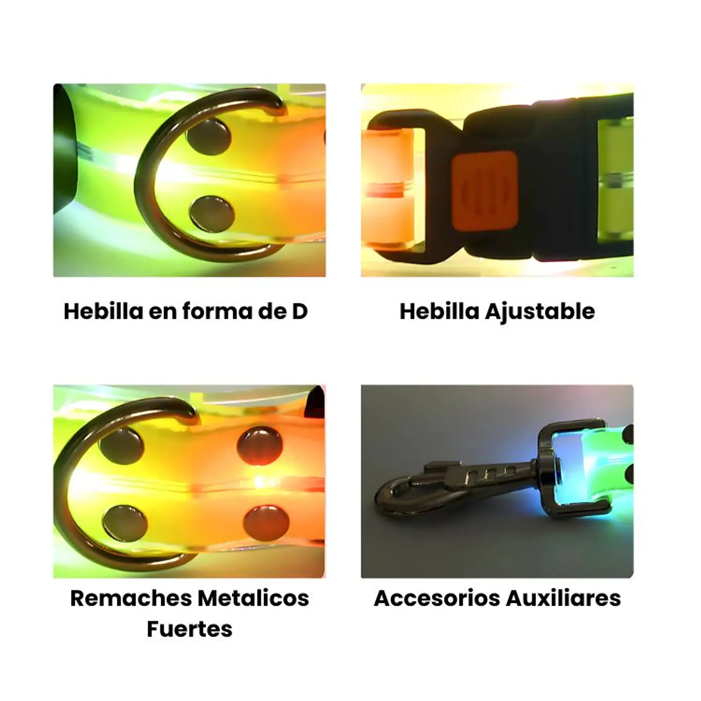Correa + Collar Con Luces LED Impermeable 8