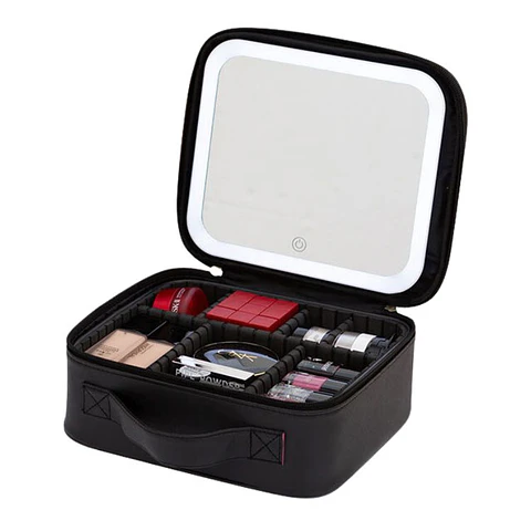 Cosmetiquero Con Espejo Luz Led Compartimientos