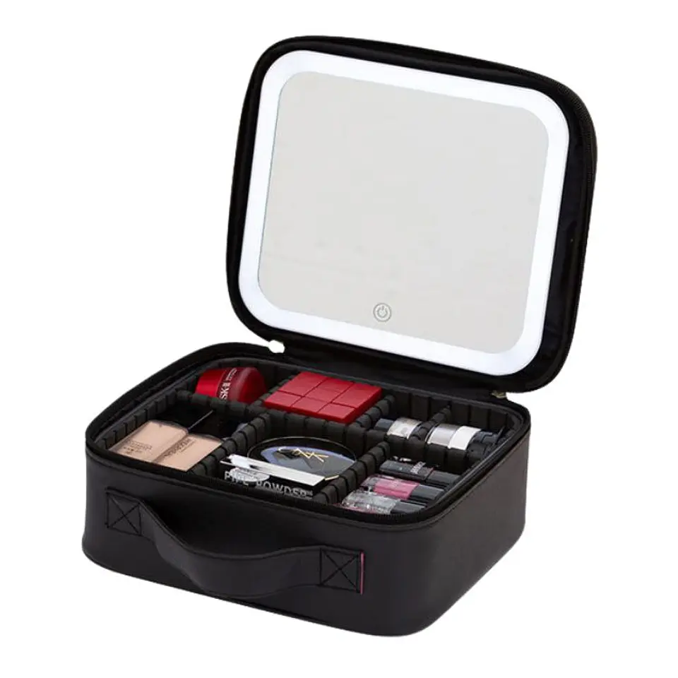 Cosmetiquero Con Espejo Luz Led Compartimientos 1