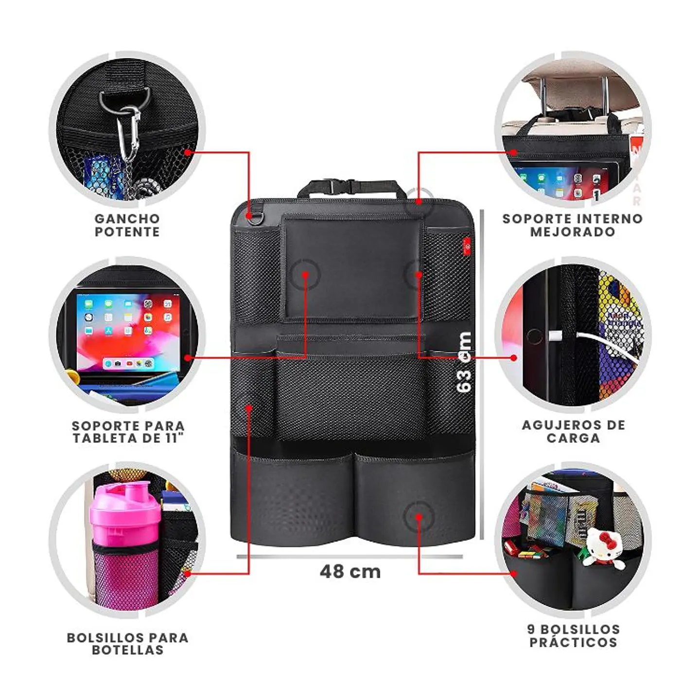 Pack 2 Bolsas de Almacenamiento Para Respaldo Auto 2