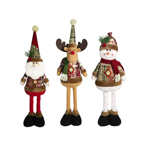 Set 3 Adornos Navideños Muñecos Patas Largas