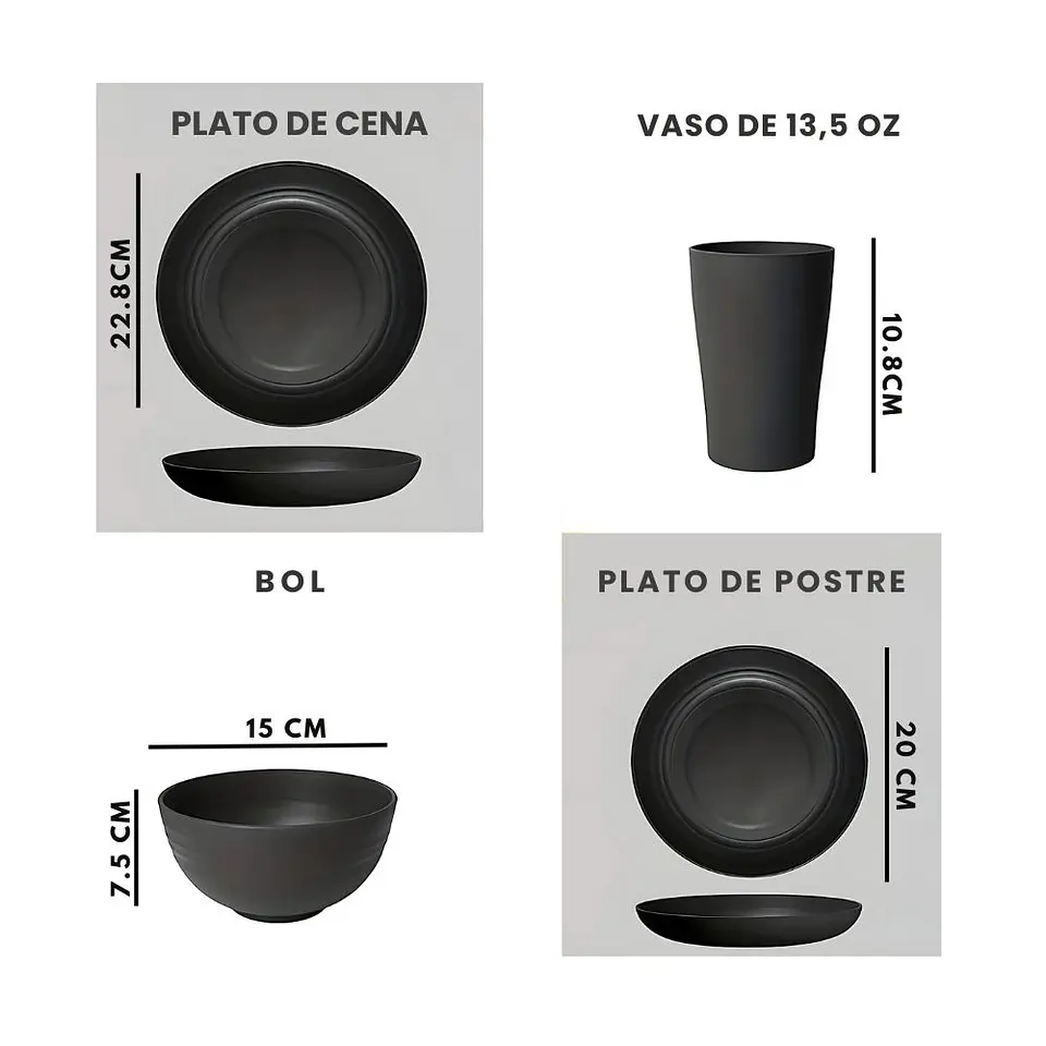 Juego Vajilla de 16 Piezas Plastico 2