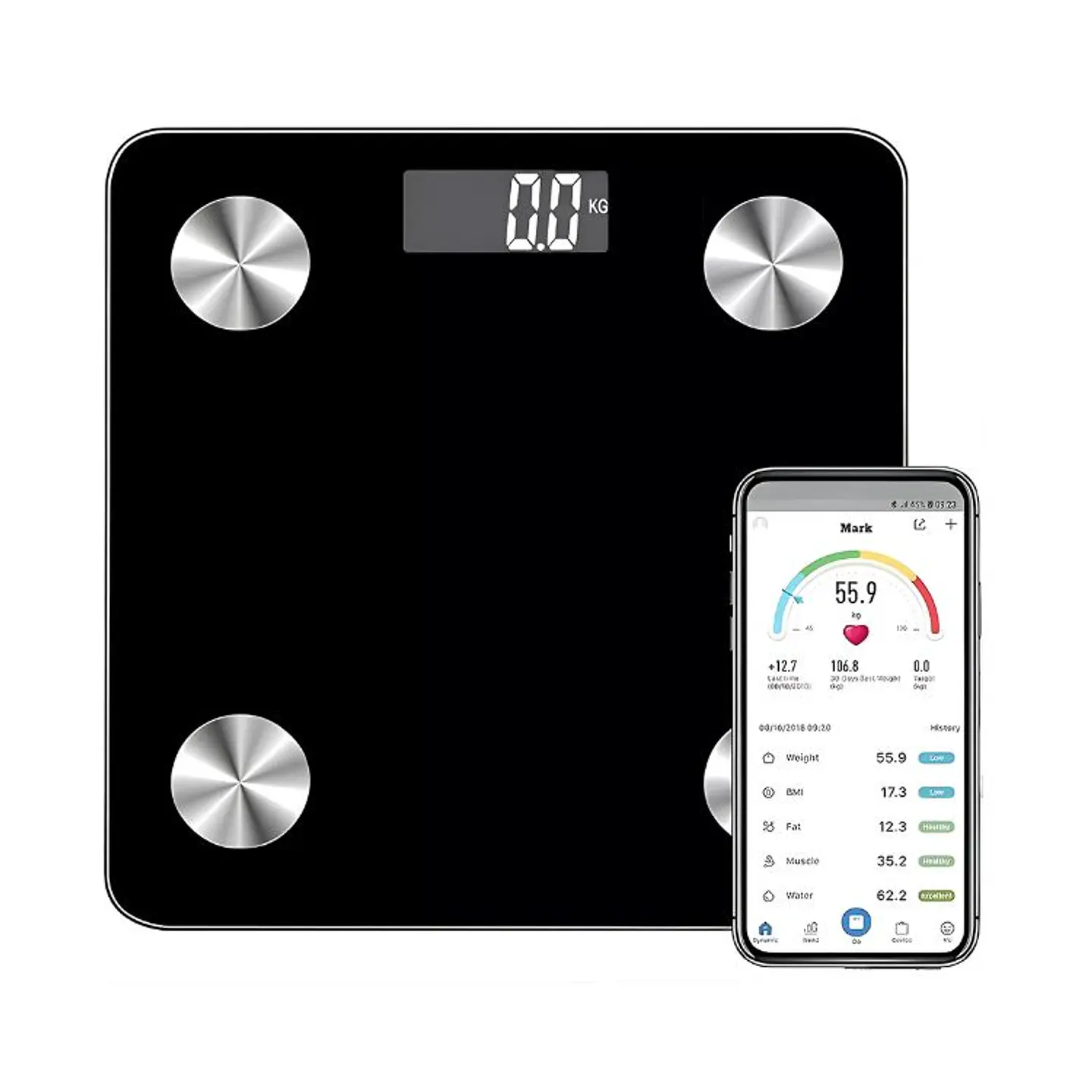 Balanza Pesa Baño Usb Digital Bluetooth Recargable 180kgs 5
