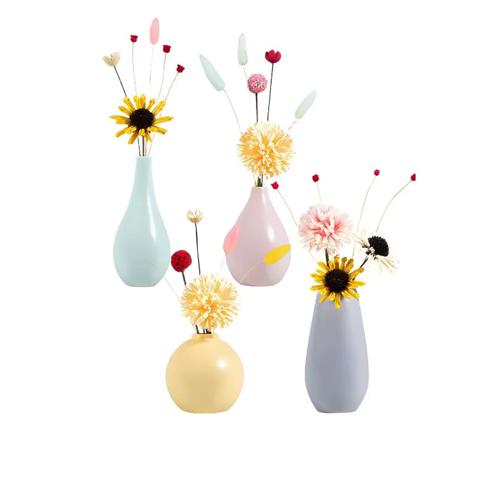 Set 4 Floreros Estilo Nórdico De Ceramica 1
