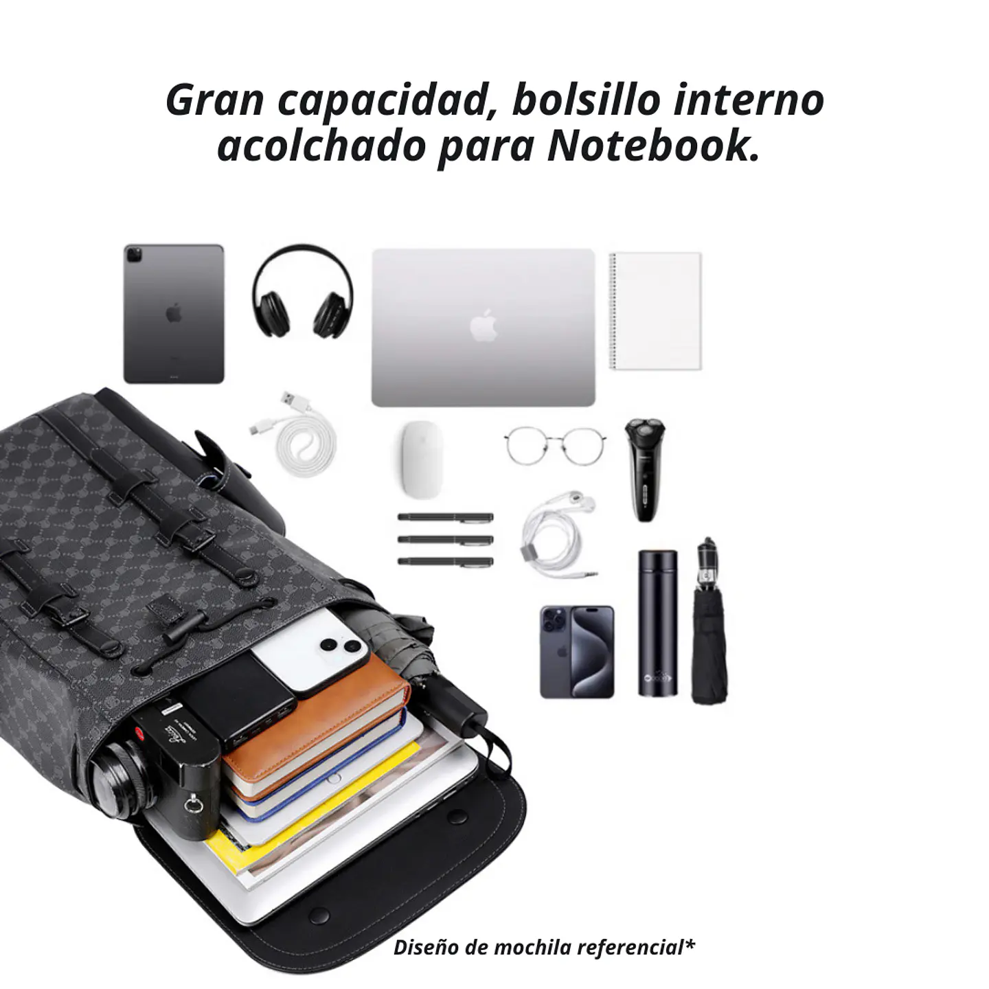 Mochila De Cuero Sintético Impermeable Viajes Universidad Trabajo 7