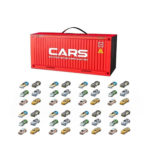 Paquete 48 Autos Pequeños Con Container Para Niños