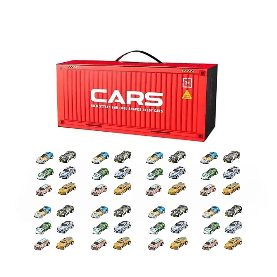 Paquete 48 Autos Pequeños Con Container Para Niños 1