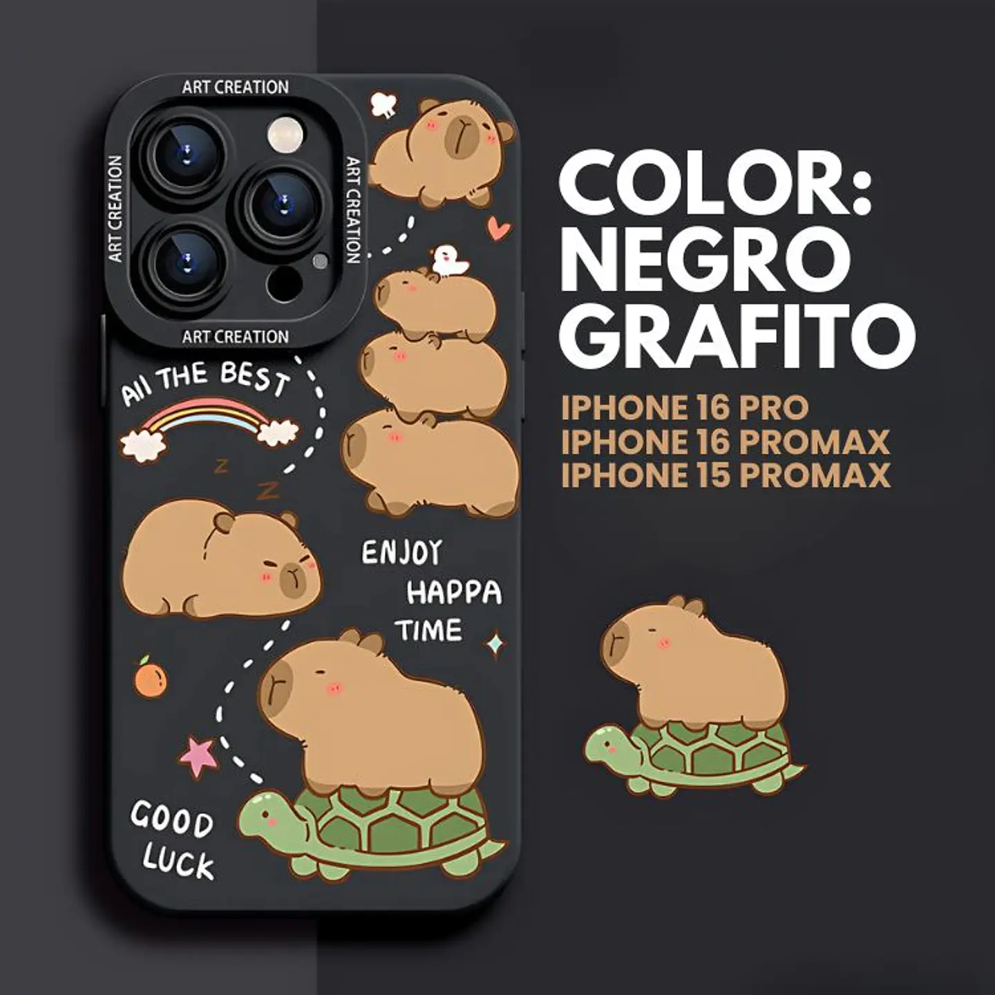 Carcasa Funda Silicona iPhone 15 Pro Max Capibara Antigolpes 5