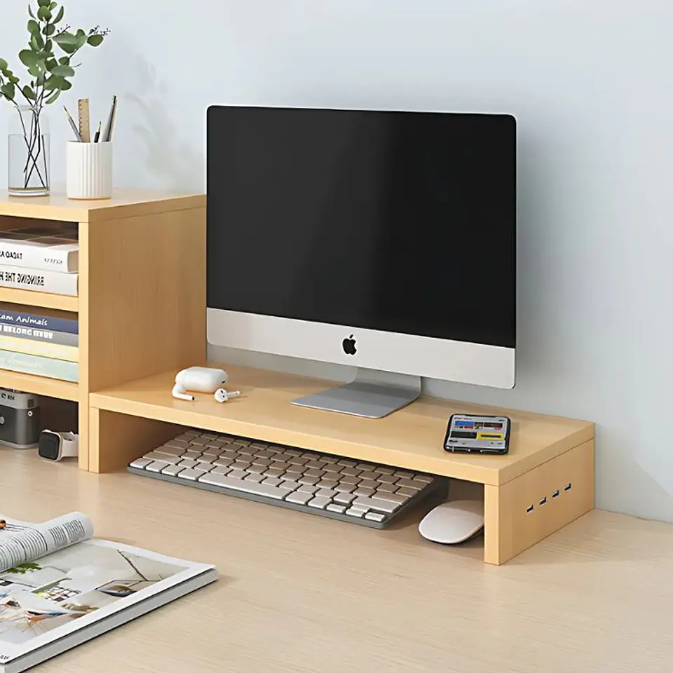 Base Elevador Monitor Soporte Pantalla PC Con Entradas USB 3