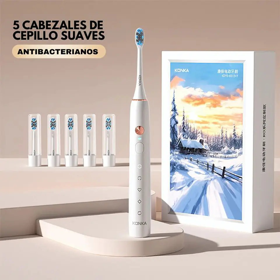 Cepillo de Dientes Eléctrico con 5 Cabezas de Repuesto 2