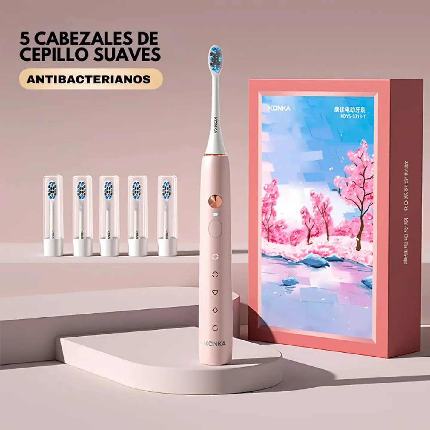 Cepillo de Dientes Eléctrico con 5 Cabezas de Repuesto 6
