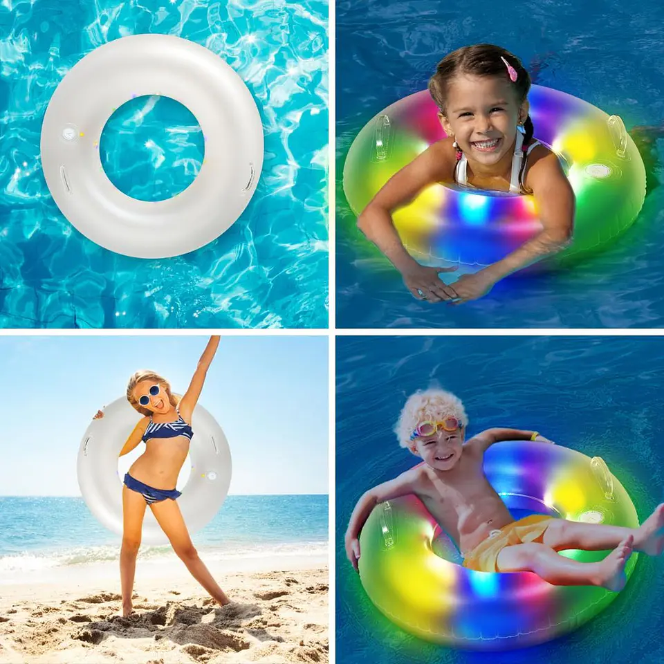 Flotador LED Multicolor Anillo con Asas De Natación 26*56 2