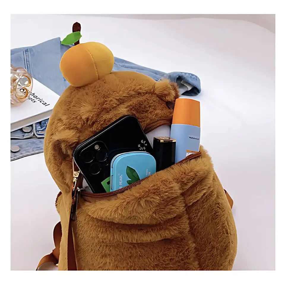 Mochila De Felpa Capibara Kawaii Para Niños Unisex 3