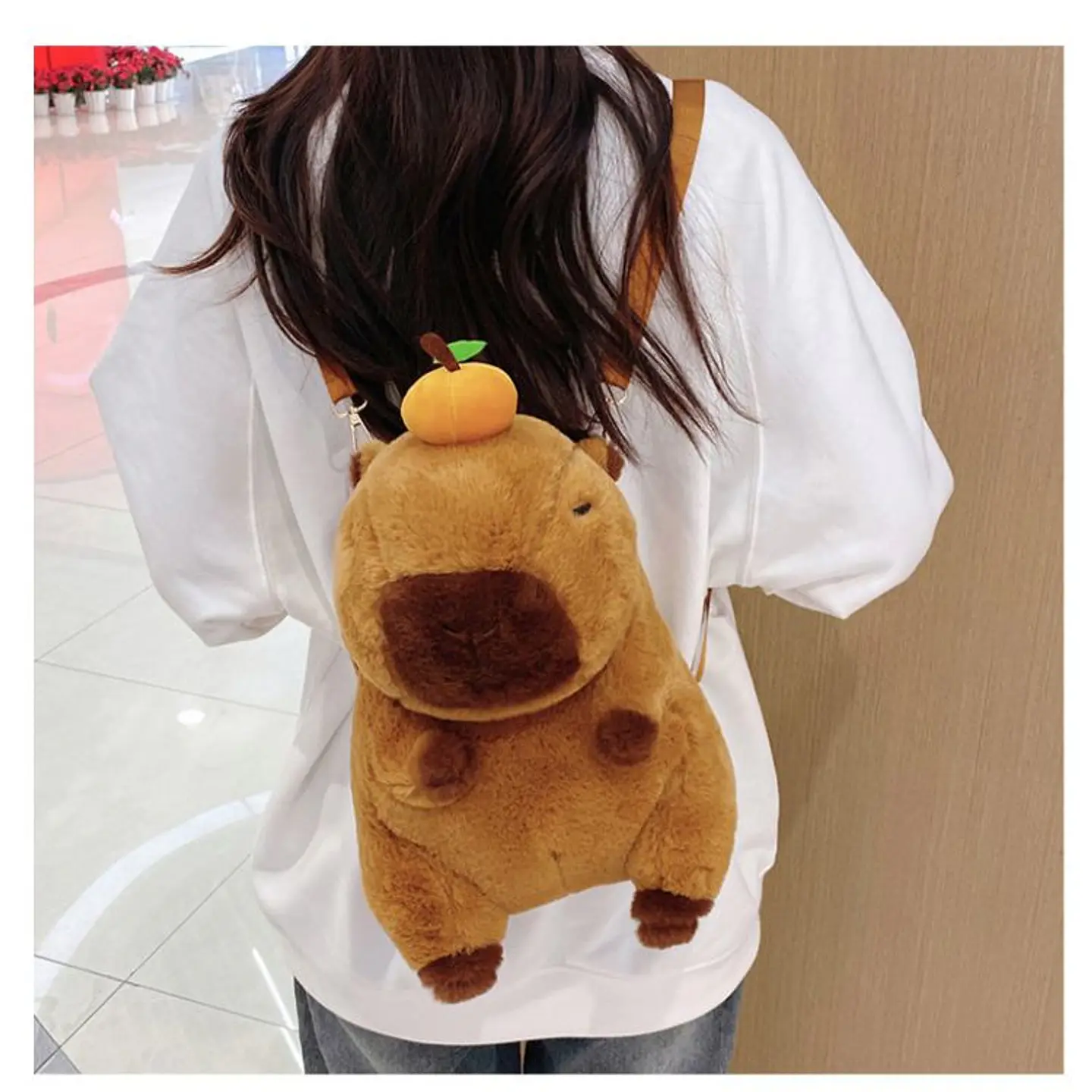 Mochila De Felpa Capibara Kawaii Para Niños Unisex 8
