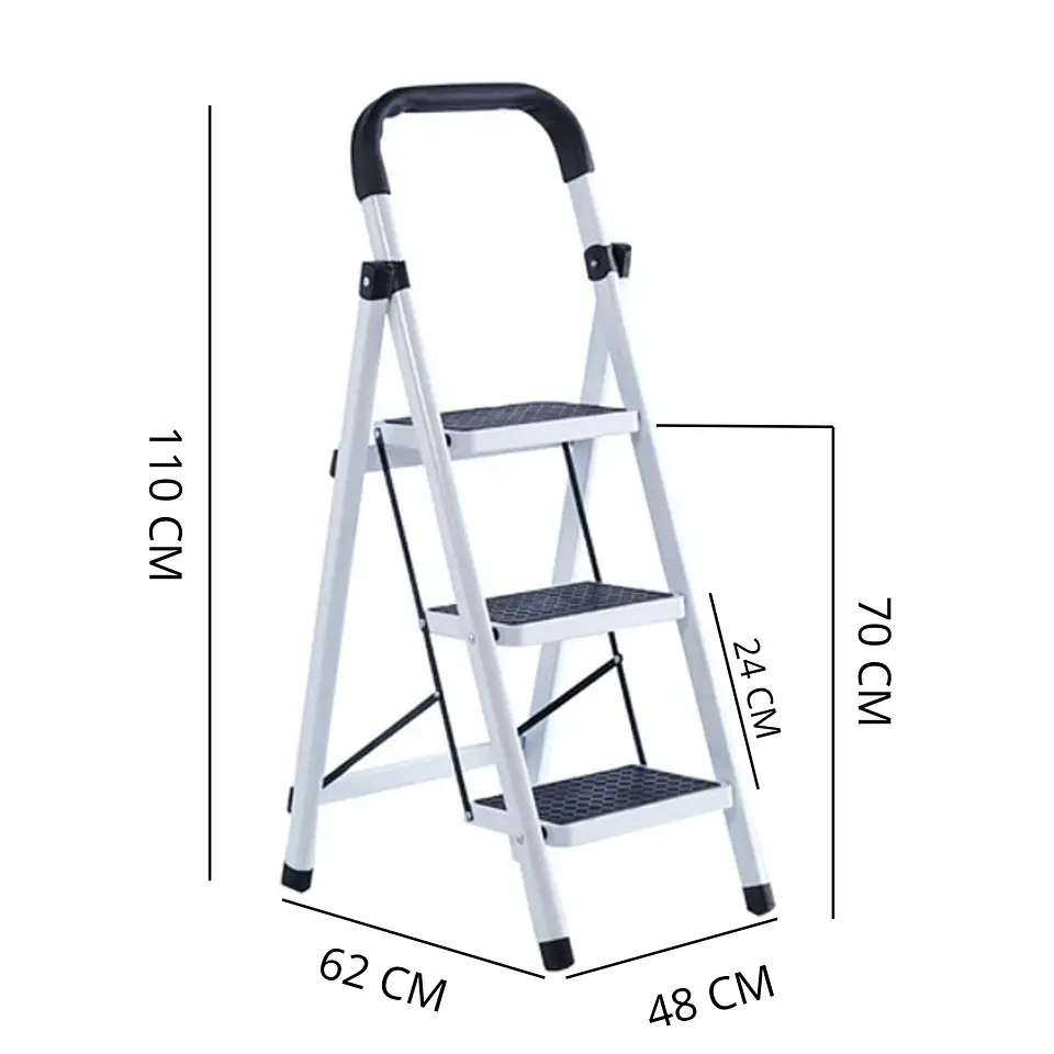 Escalera Plegable Con Pasamanos 3 Niveles Multifuncional 3