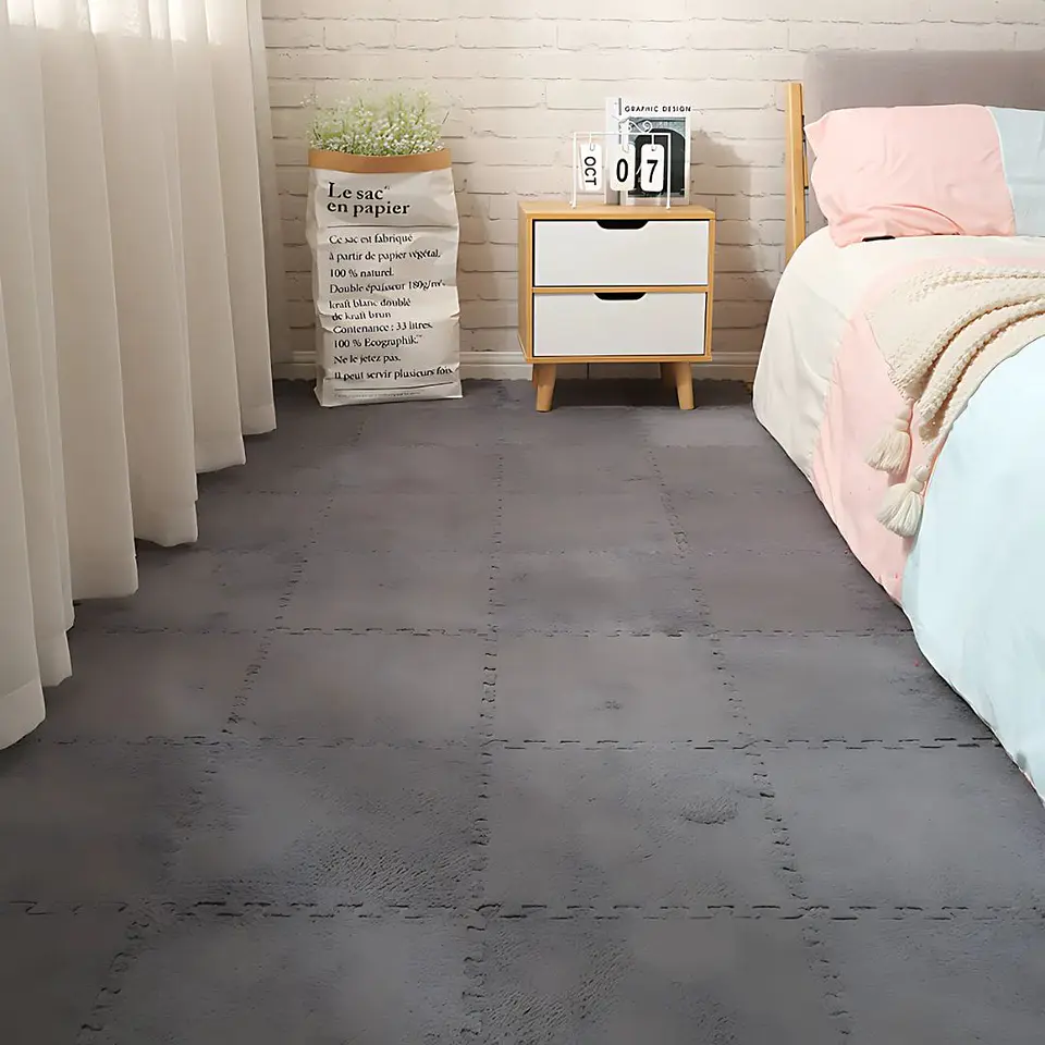 Pack 6 Alfombras Rompecabezas Felpa Shaggy 30x30 cm Armables 4