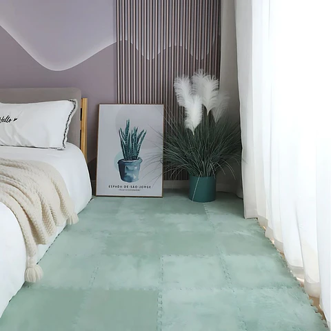 Pack 6 Alfombras Rompecabezas Felpa Shaggy 30x30 cm Armables