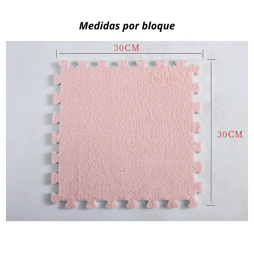 Pack 6 Alfombras Rompecabezas Felpa Shaggy 30x30 cm Armables 9