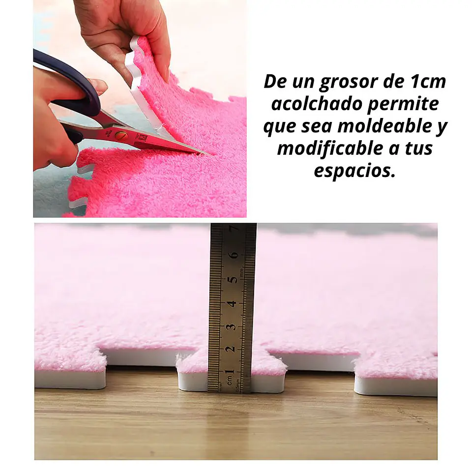 Pack 6 Alfombras Rompecabezas Felpa Shaggy 30x30 cm Armables 11