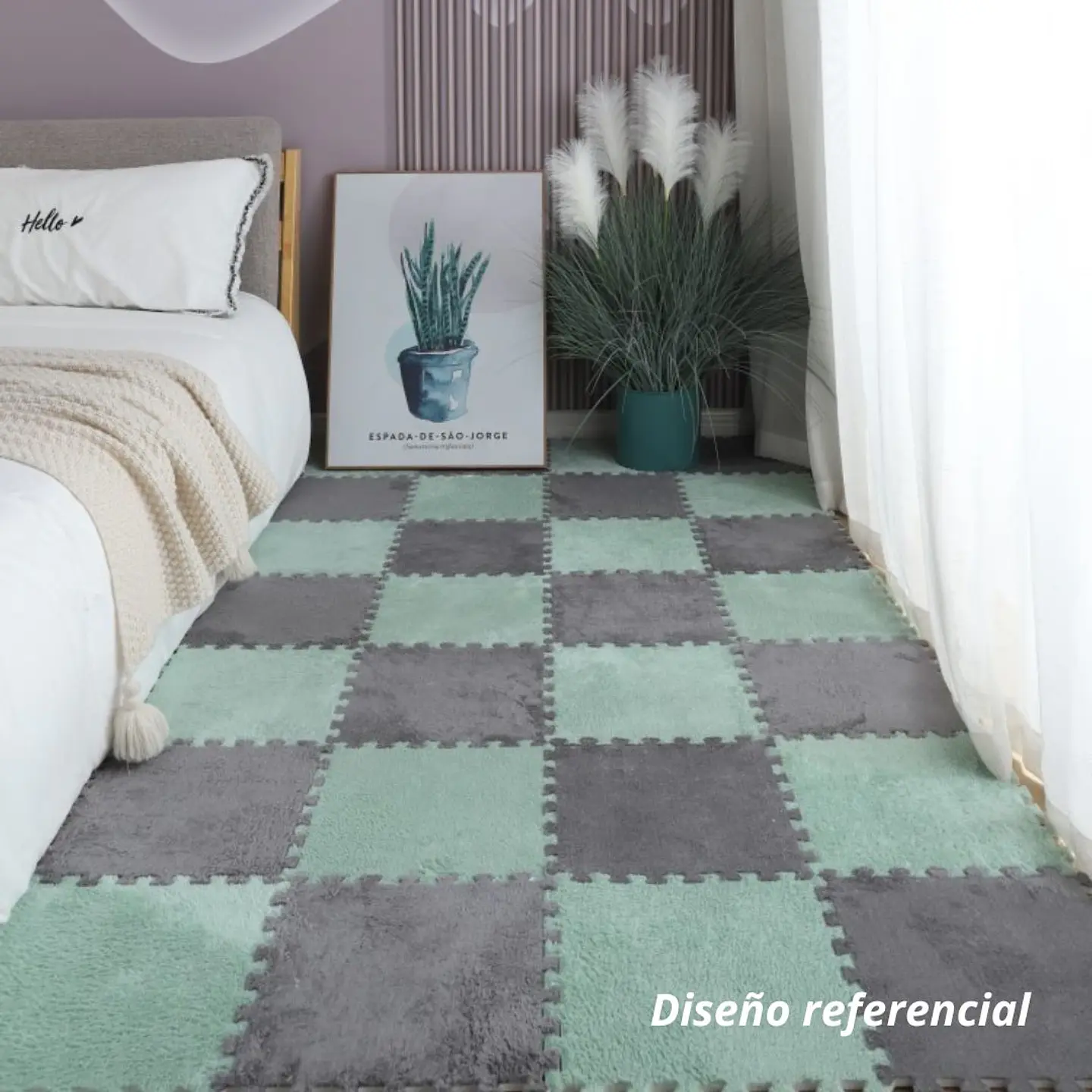 Pack 6 Alfombras Rompecabezas Felpa Shaggy 30x30 cm Armables 13