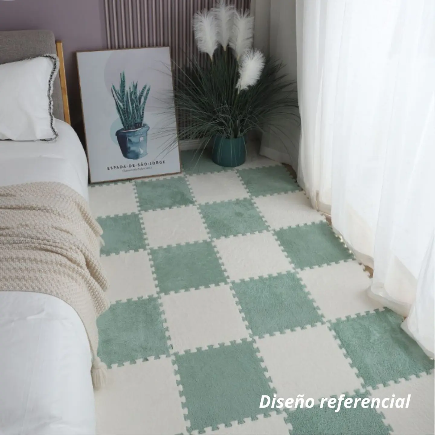 Pack 6 Alfombras Rompecabezas Felpa Shaggy 30x30 cm Armables 14