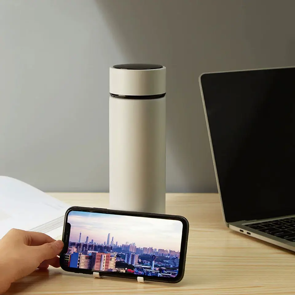 Termo Led Táctil Soporte Smartphone Acero Inoxidable 450ml 3