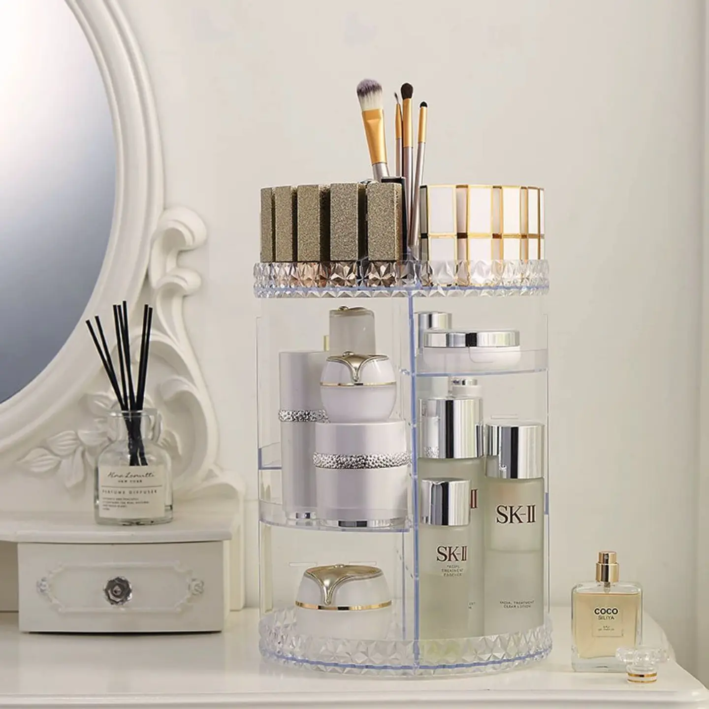 Exhibidor Giratorio Acrílico De Cosméticos Y Perfumes 3