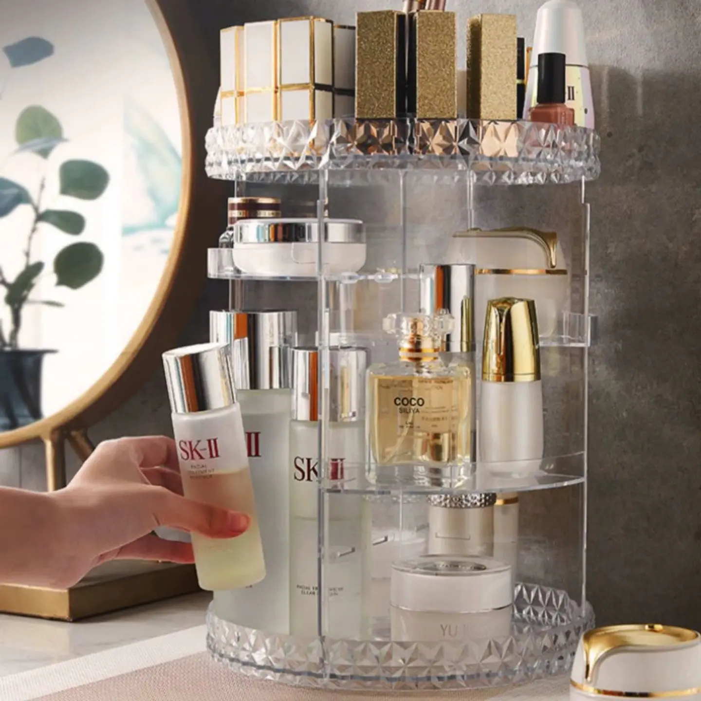 Exhibidor Giratorio Acrílico De Cosméticos Y Perfumes 9