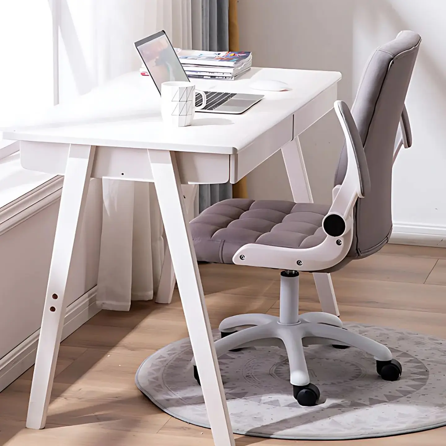 Silla De Oficina De Tela Altura Con Ajustable Y Ruedas 15