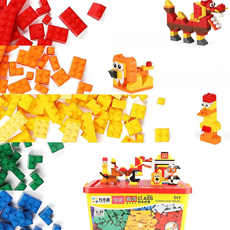 Set Juego 600 Bloques De Construcción Con Base De Ensamble 2