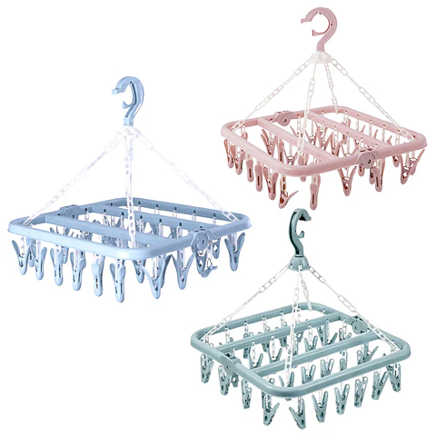 Colgador De Calcetín Ropa Interior De 32 Clips Plegable