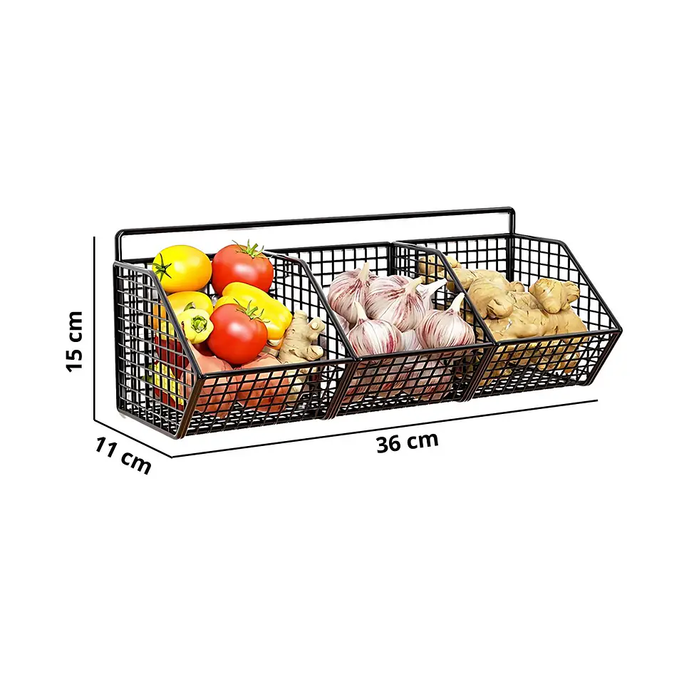 Cestas De Almacenamiento Flotante Para Verduras Frutas Pared 3