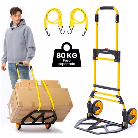 Carretilla de Carga Yegua Plegable Extensible Soporte 80 kg